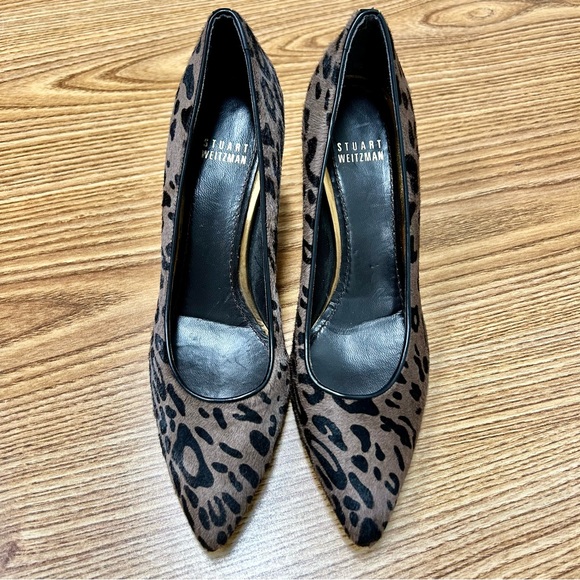 Stuart Weitzman Leopard Calf Hair Leather Pointy Toe Heels EUC - Picture 4 of 11